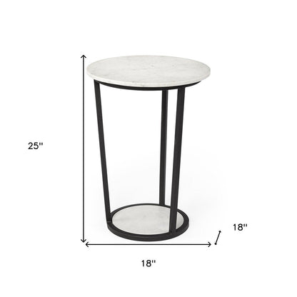 25" Black And White Marble End Table HomeRoots