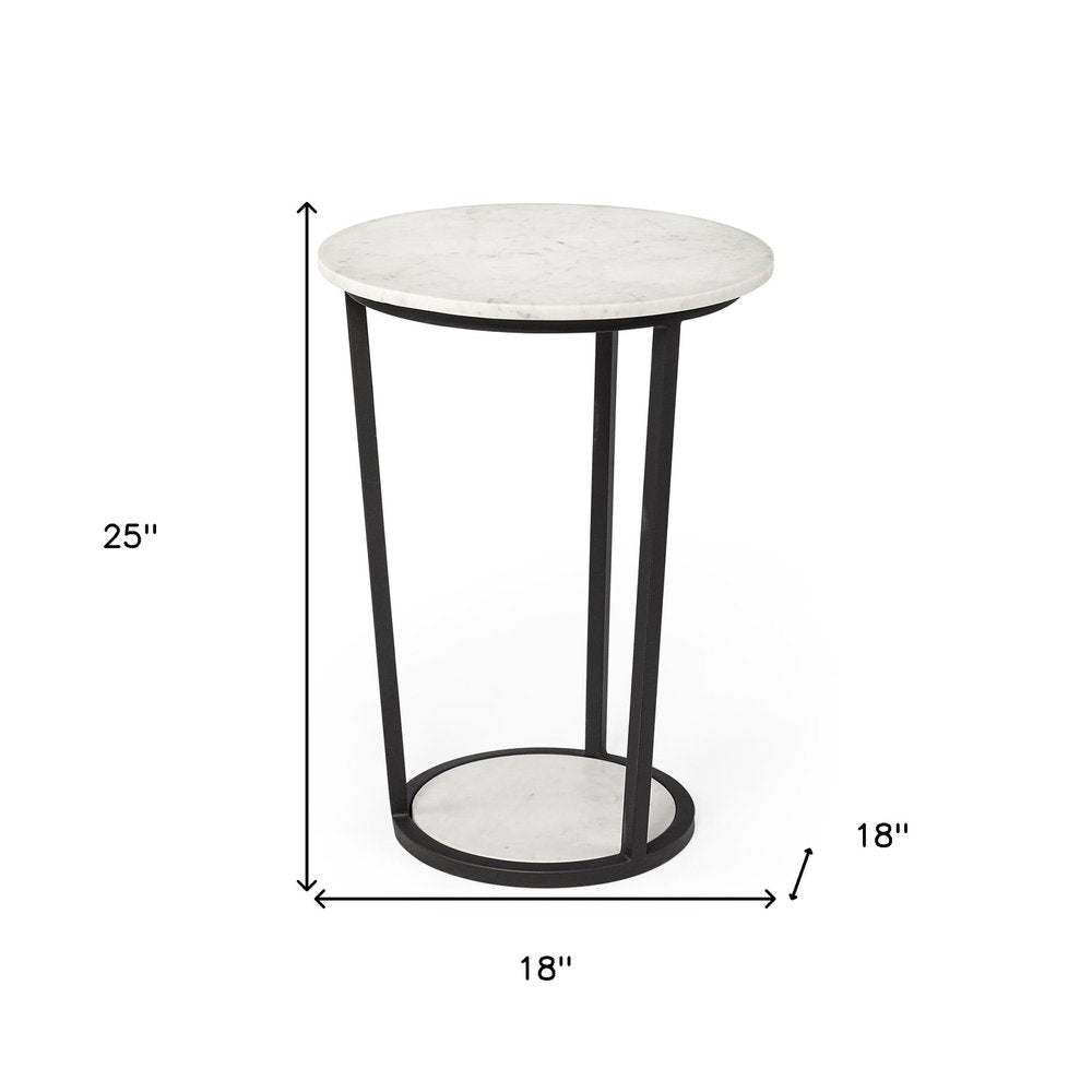 25" Black And White Marble End Table HomeRoots