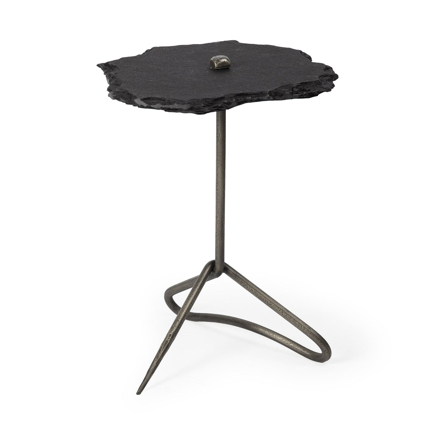 24" Slate Gray And Black Stone End Table HomeRoots