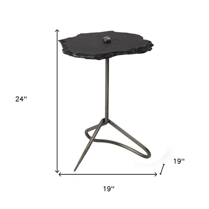24" Slate Gray And Black Stone End Table HomeRoots