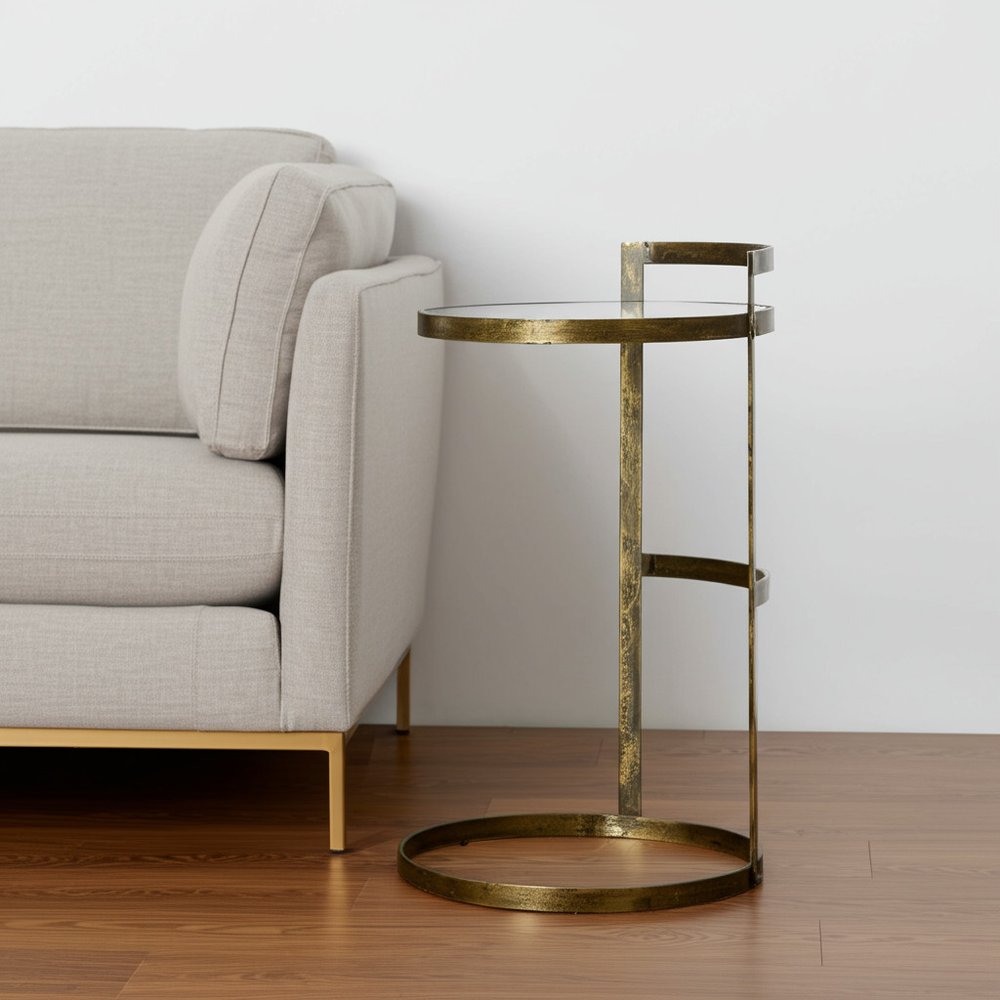 27" Gold And Clear Glass Round End Table HomeRoots