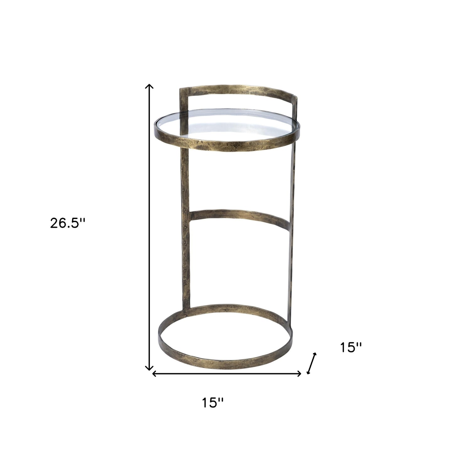 27" Gold And Clear Glass Round End Table