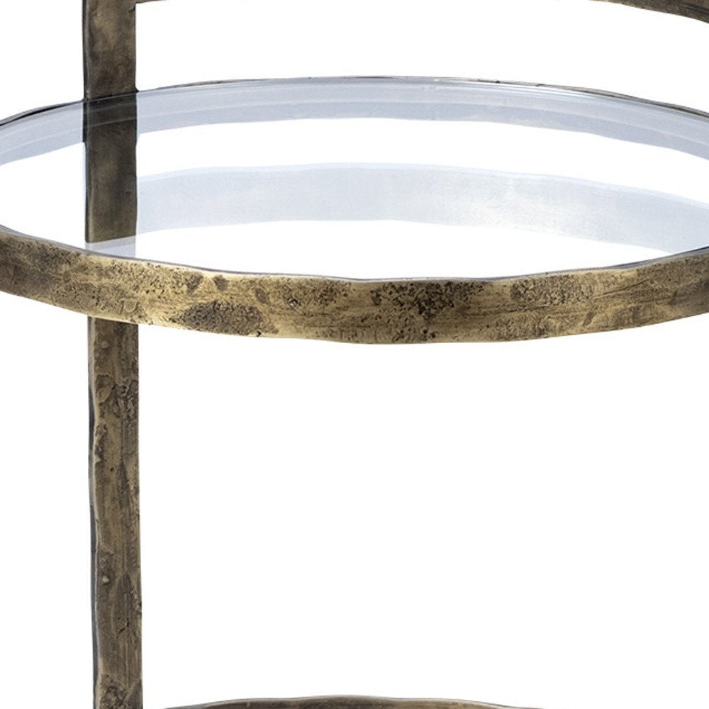 27" Gold And Clear Glass Round End Table HomeRoots