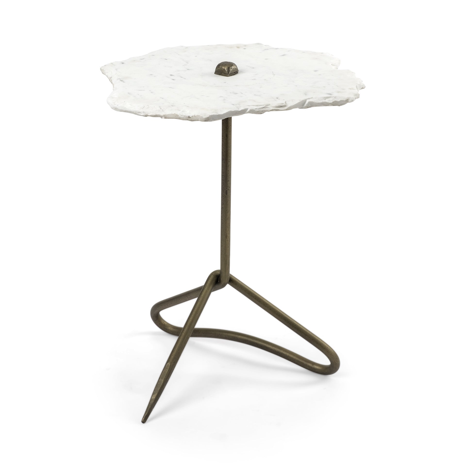 23" Gold And White Marble End Table HomeRoots