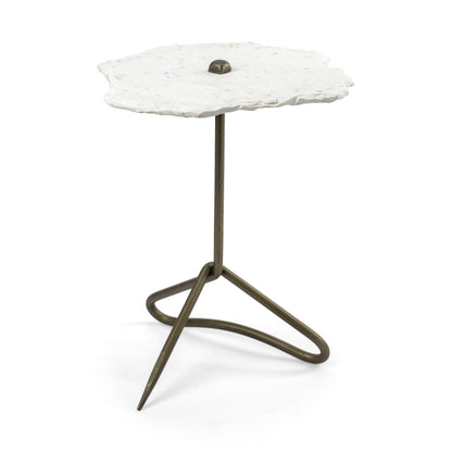 23" Gold And White Marble End Table HomeRoots