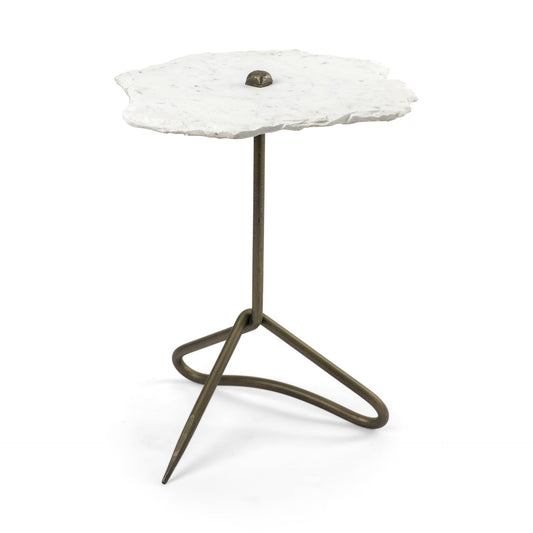 23" Gold And White Marble End Table HomeRoots