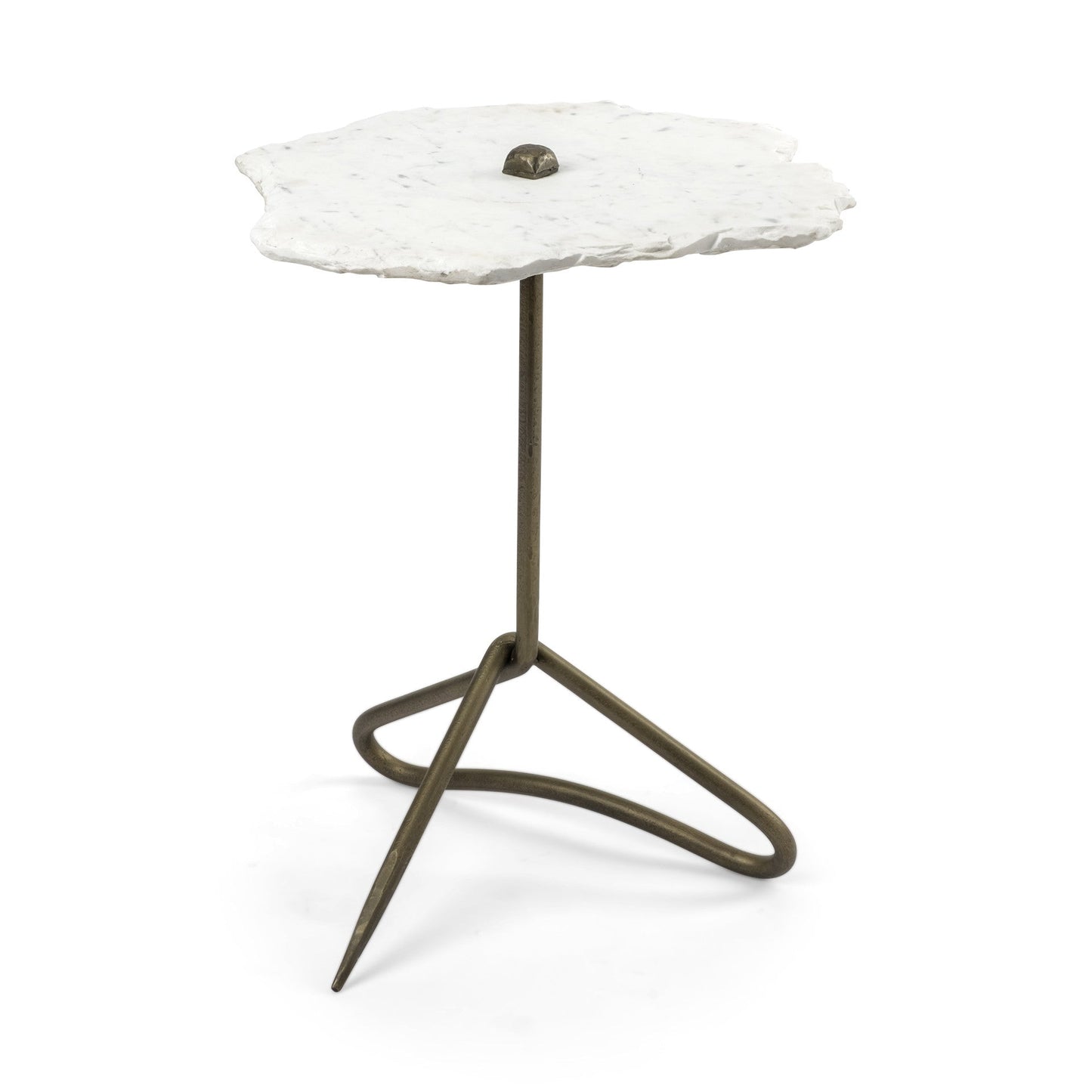 23" Gold And White Marble End Table HomeRoots