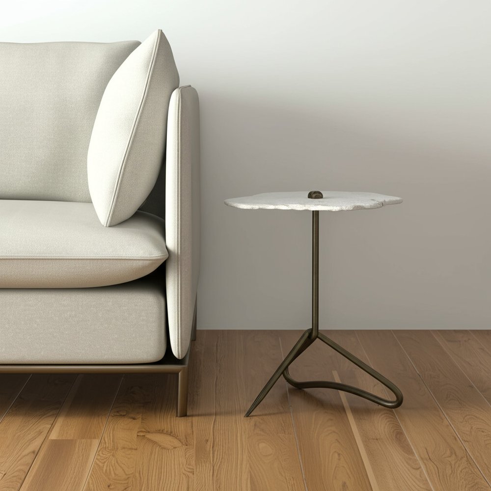 23" Gold And White Marble End Table HomeRoots