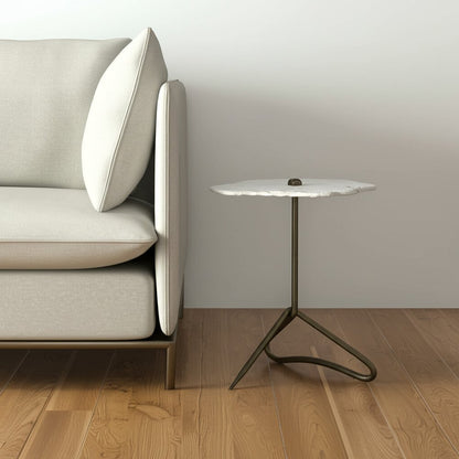 23" Gold And White Marble End Table HomeRoots