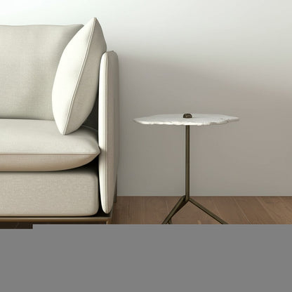 23" Gold And White Marble End Table HomeRoots