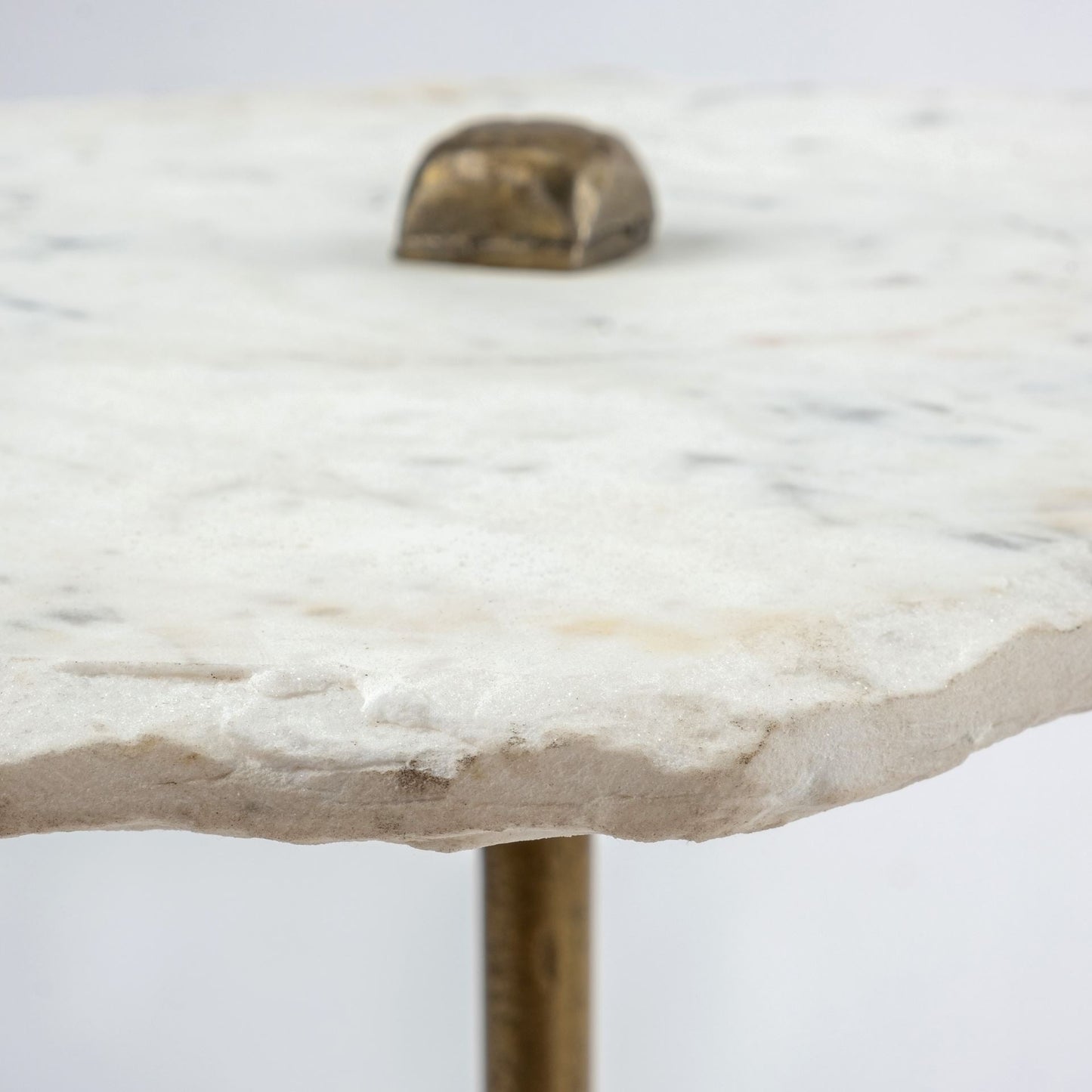 23" Gold And White Marble End Table HomeRoots