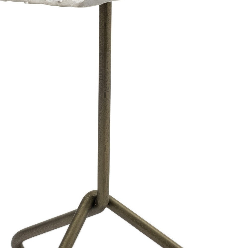 23" Gold And White Marble End Table HomeRoots