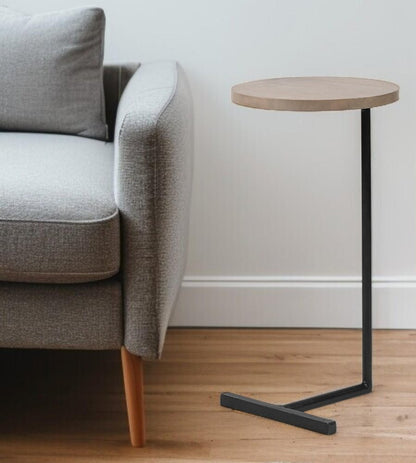 15" Natural and Black Solid Wood and Metal HomeRoots