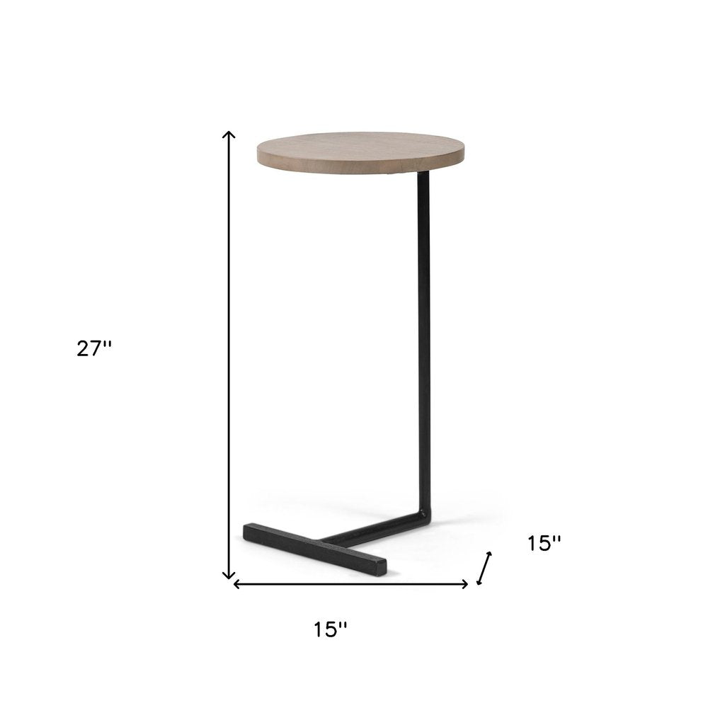 15" Natural and Black Solid Wood and Metal HomeRoots
