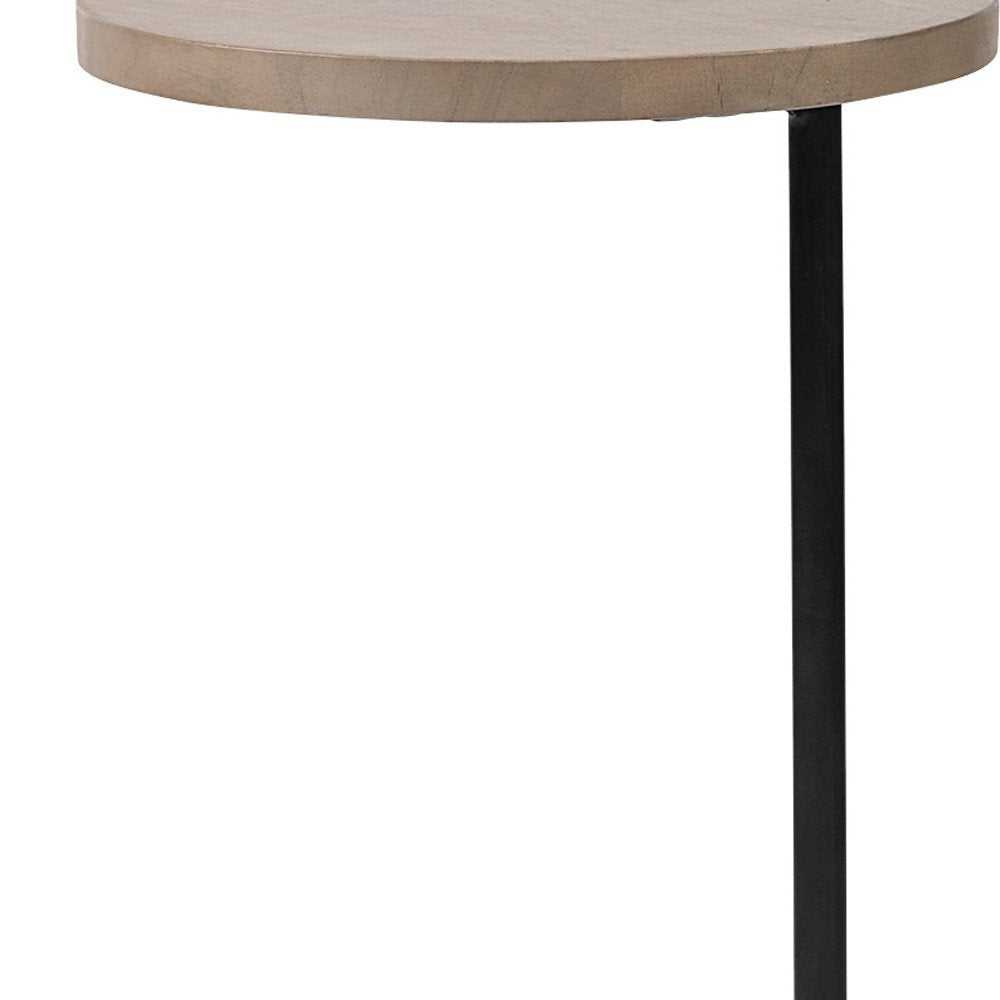 15" Natural and Black Solid Wood and Metal HomeRoots