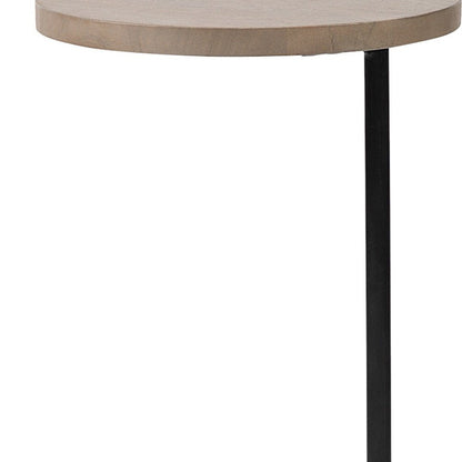 15" Natural and Black Solid Wood and Metal HomeRoots