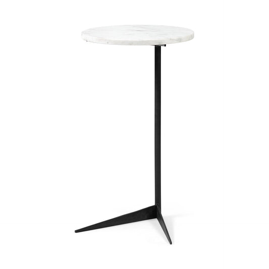 27" Black And White Marble Round End Table HomeRoots