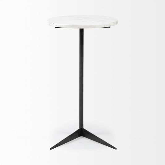 27" Black And White Marble Round End Table HomeRoots
