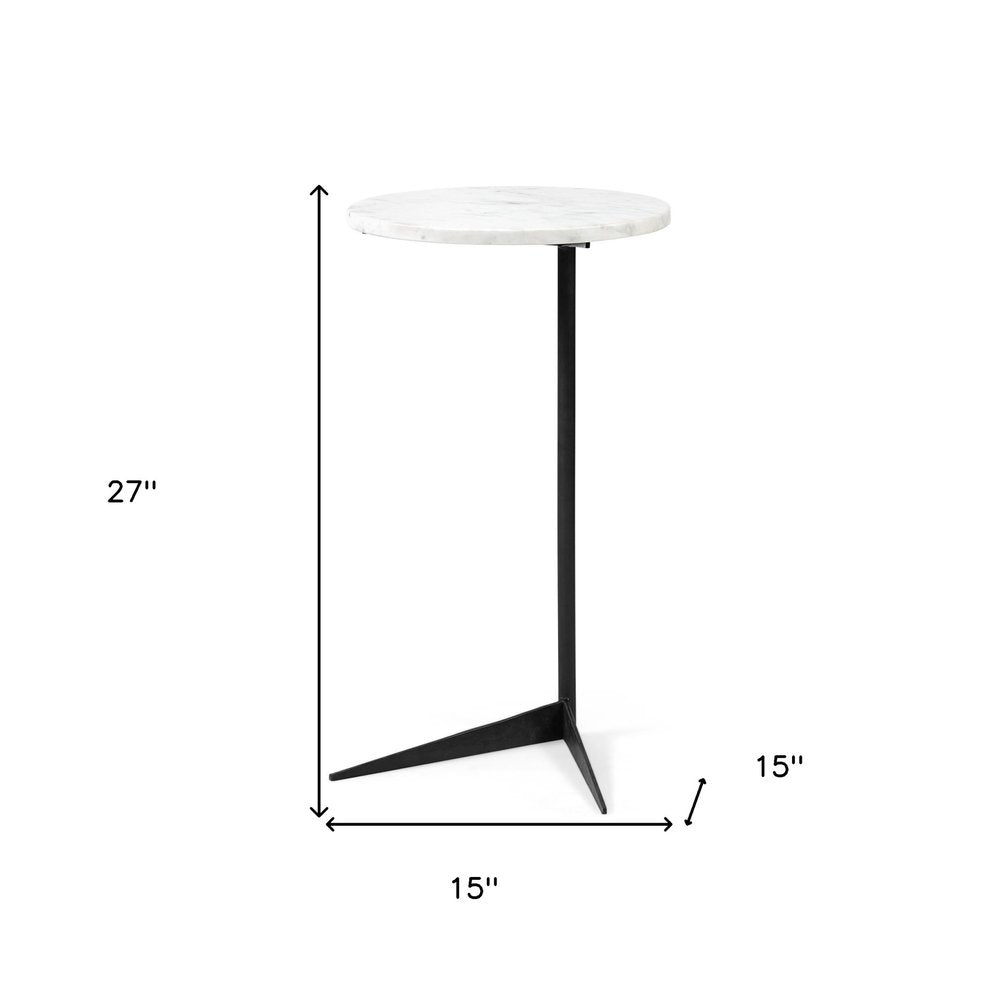 27" Black And White Marble Round End Table HomeRoots