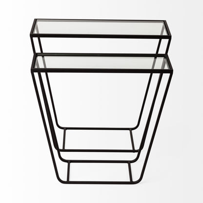 10" Clear Glass and Metal Frame Console Table HomeRoots