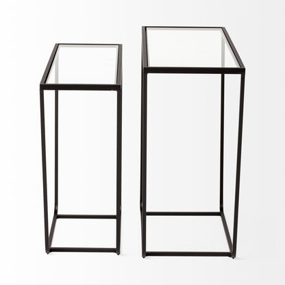 10" Clear Glass and Metal Frame Console Table HomeRoots