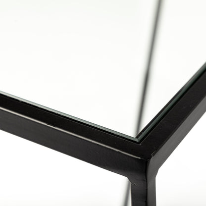 10" Clear Glass and Metal Frame Console Table HomeRoots