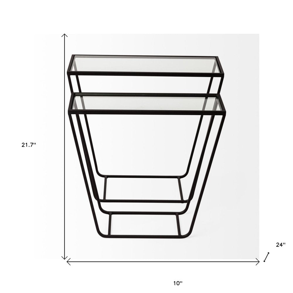 10" Clear Glass and Metal Frame Console Table HomeRoots