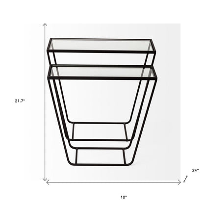 10" Clear Glass and Metal Frame Console Table HomeRoots
