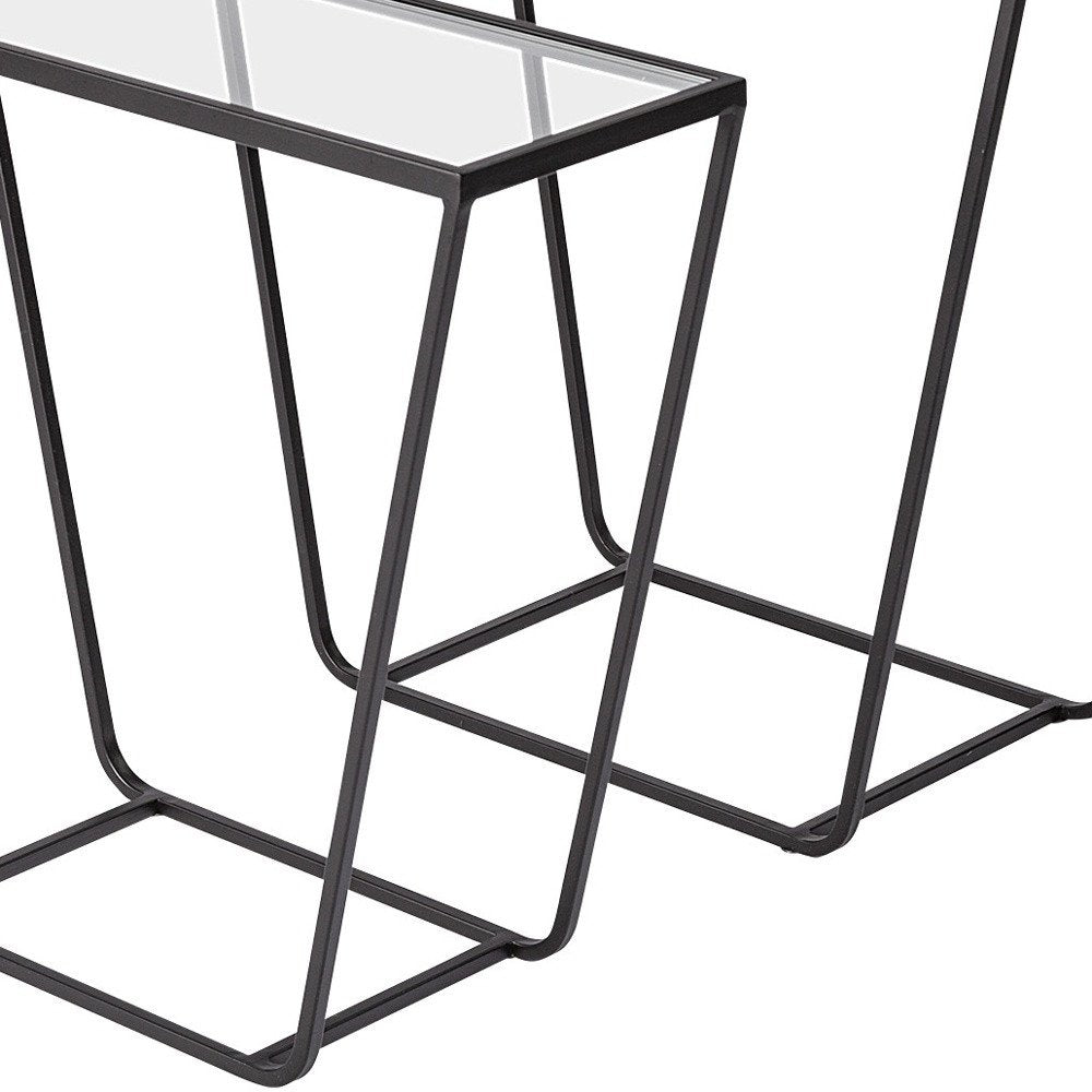 10" Clear Glass and Metal Frame Console Table HomeRoots