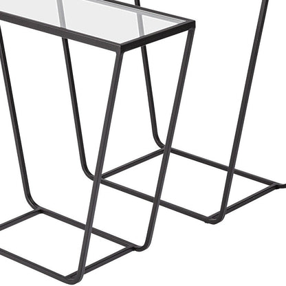 10" Clear Glass and Metal Frame Console Table HomeRoots