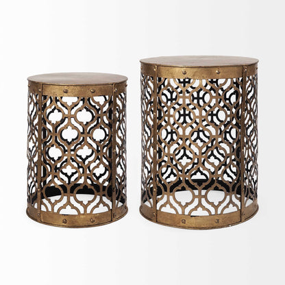 Set of Two 20" Gold Round End Table HomeRoots