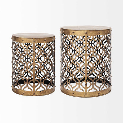 Set of Two 20" Gold Round End Table HomeRoots