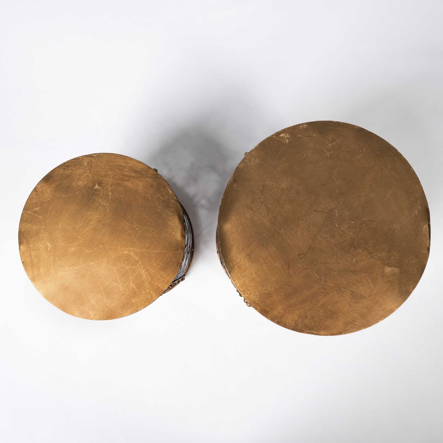 Set of Two 20" Gold Round End Table HomeRoots