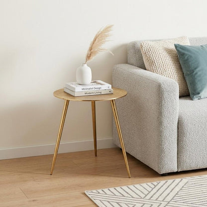 17" Gold Metal Round End Table HomeRoots