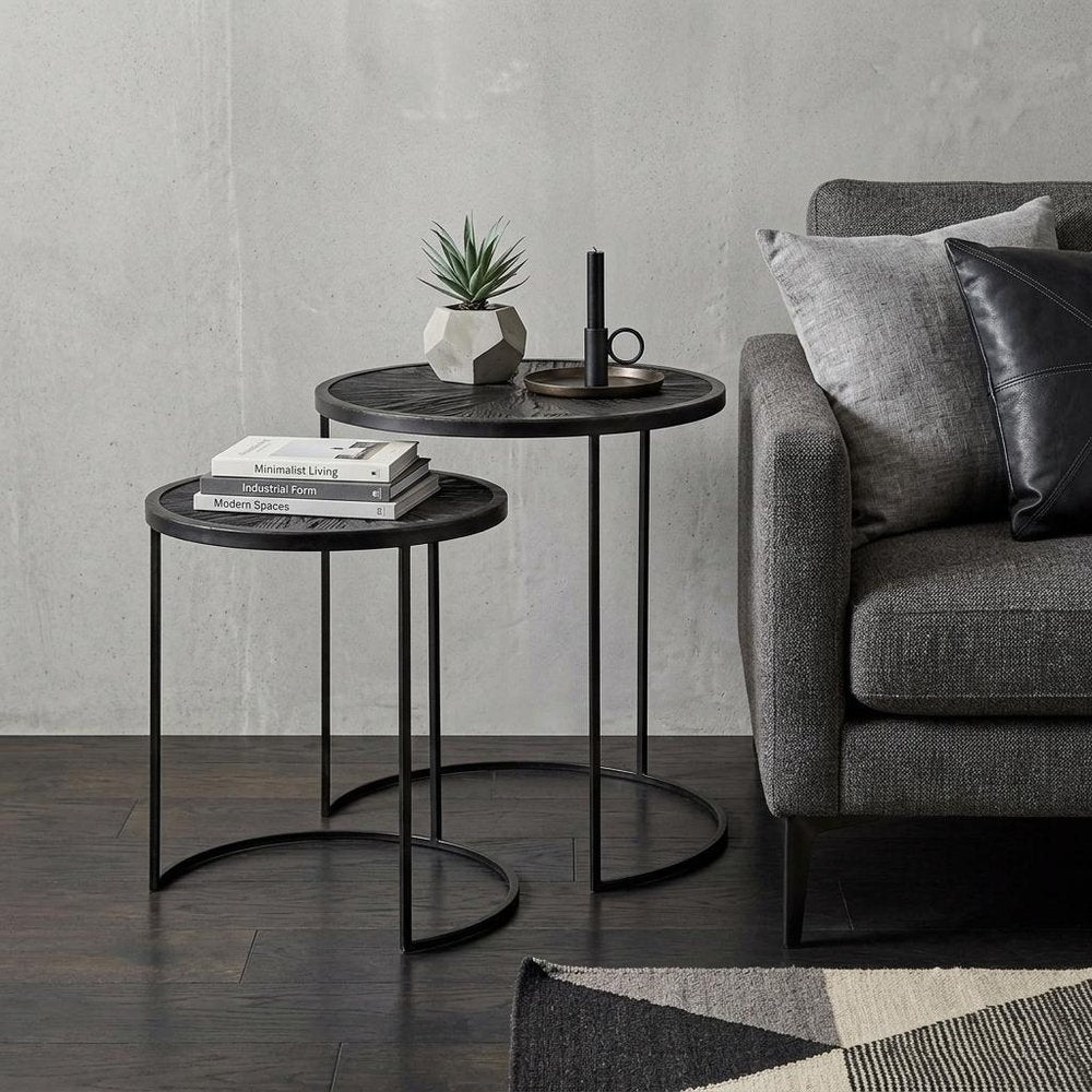 Set of Two 20" Black Round End Table HomeRoots