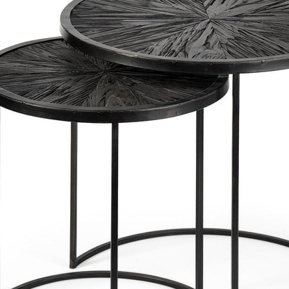 Set of Two 20" Black Round End Table HomeRoots