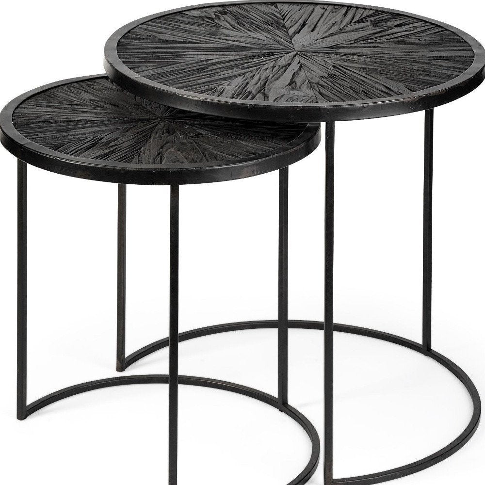 Set of Two 20" Black Round End Table HomeRoots