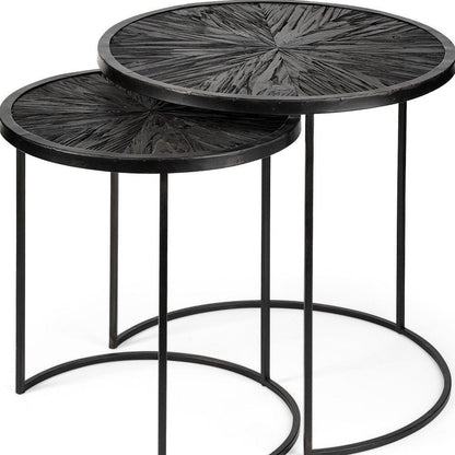 Set of Two 20" Black Round End Table HomeRoots