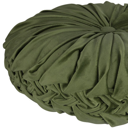 15" X 15" Green Round Velvet Throw Pillow