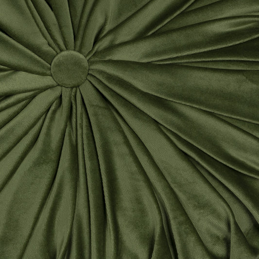 15" X 15" Green Round Velvet Throw Pillow