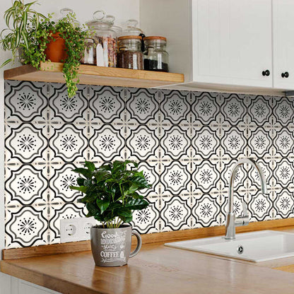 4" X 4" Black And White Mosaic Peel And Stick Removable Tiles