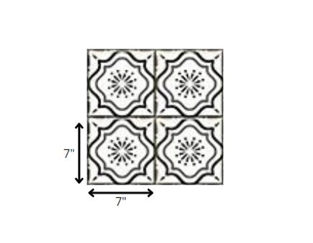 7" x 7" Black And White Peel And Stick Removable Tiles HomeRoots