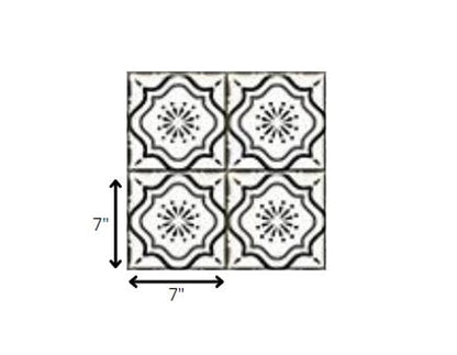 7" x 7" Black And White Peel And Stick Removable Tiles HomeRoots