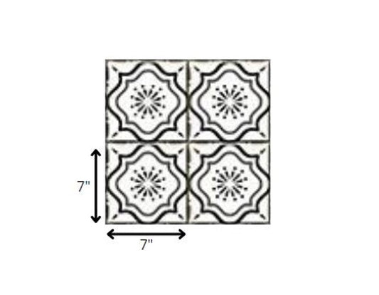 7" x 7" Black And White Peel And Stick Removable Tiles HomeRoots