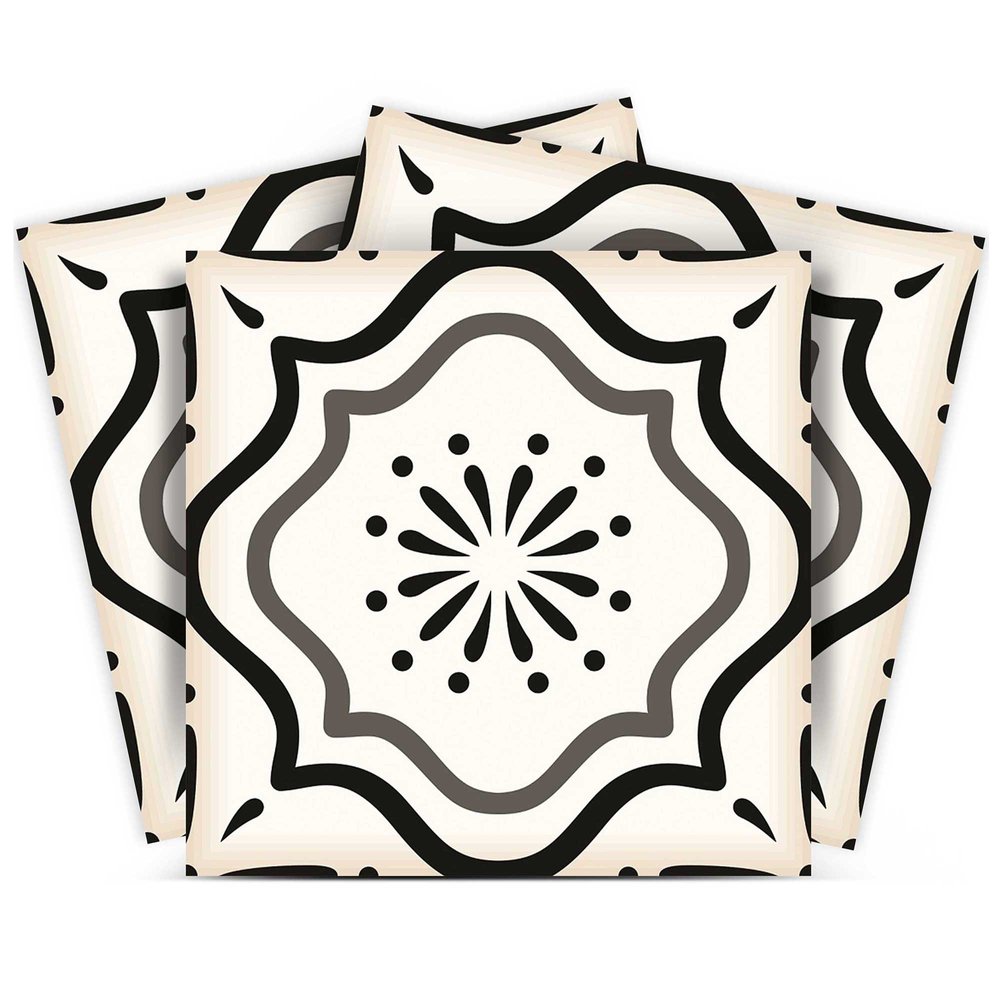7" x 7" Black And White Peel And Stick Removable Tiles HomeRoots