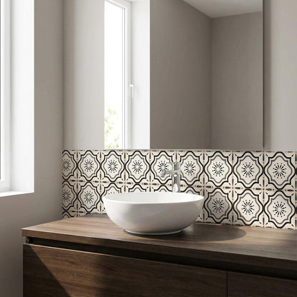 8" X 8" Black And White Mosaic Peel And Stick Removable Tiles HomeRoots