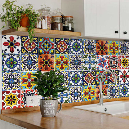 5" X 5" Festival Brights Mosaic Peel And Stick Removable Tiles