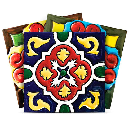 8" x 8" Blue And Red Vinyl Peel And Stick Removable Tiles HomeRoots