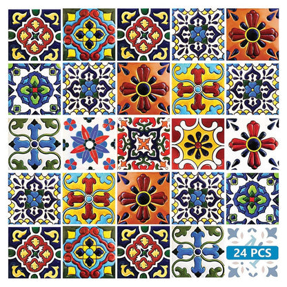 8" x 8" Blue And Red Vinyl Peel And Stick Removable Tiles HomeRoots