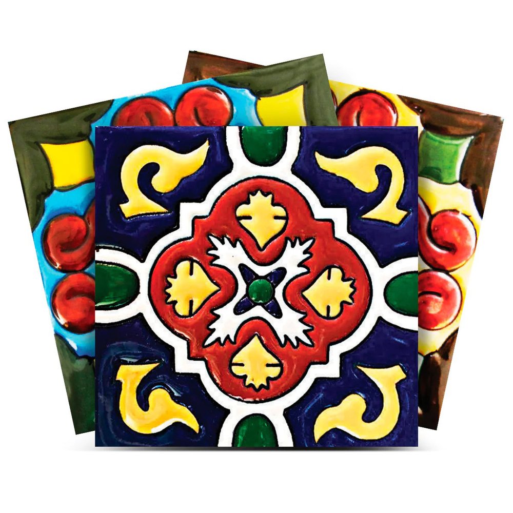 8" x 8" Blue And Red Vinyl Peel And Stick Removable Tiles HomeRoots